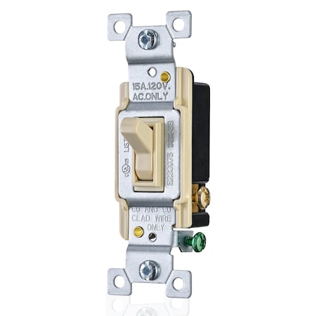 Faith 3 Way Toggle Switch Ivory Standard Wall Electrical Switch, 15A, Grounding Screw, 120V/277V, 10PK SSK3B-IV-10